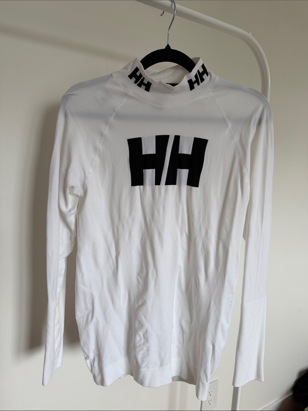Helly Hansen White Logo Mock Neck Base Layer